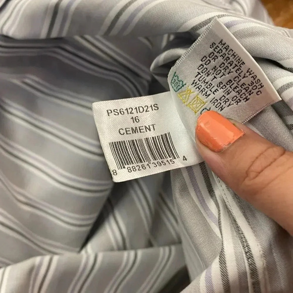 Bugatchi Men’s Button Down Cement Stripe - Picture 5 of 6